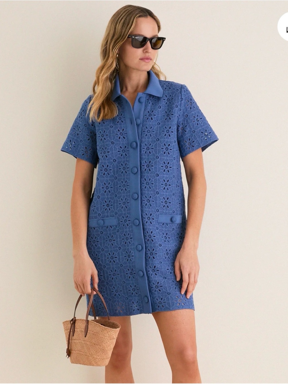 TUCKERNUCK Blue Allure Crochet Tile Jeanine Shift Dress! Like new! Size Small